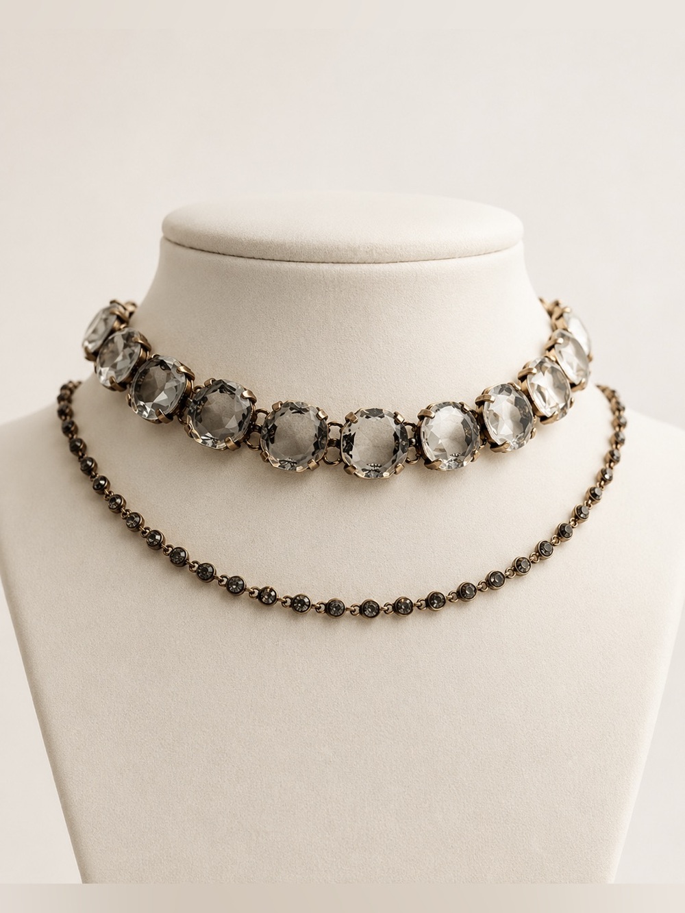 Zara Clear Crystal and Rose Gold-Tone Double Layer Necklace